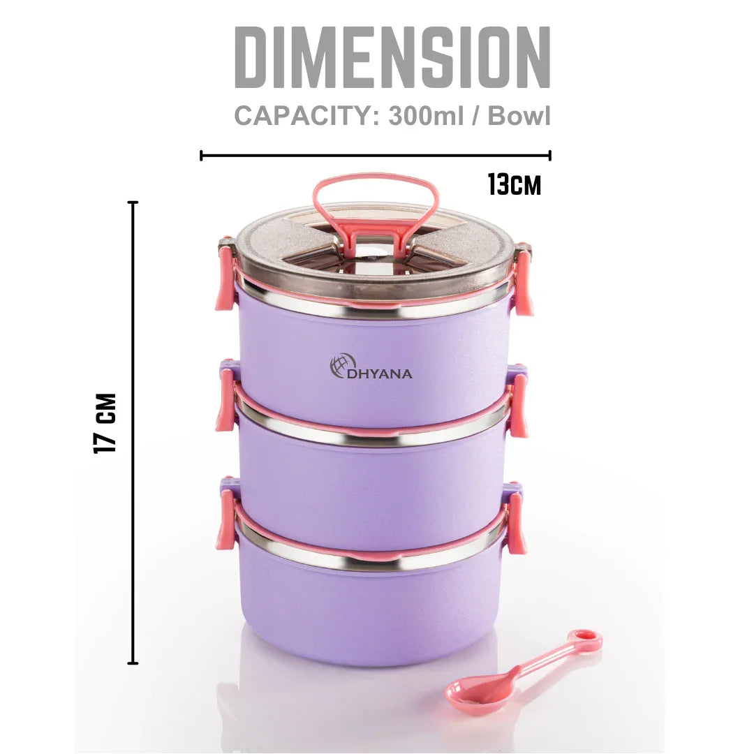 Buy 1 Get 1 Offer Big Bite 3 Layer Steel Lunch Box with 400ml Steel Inner Stylish Sipper Bottle
