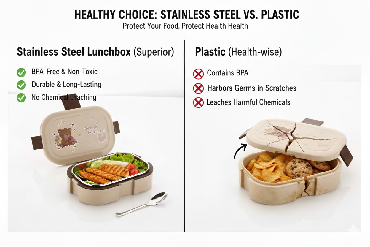 Scooby Twin Lunchbox with Stainless Steel Inner | 2 Compartment Insulated School Lunch Box