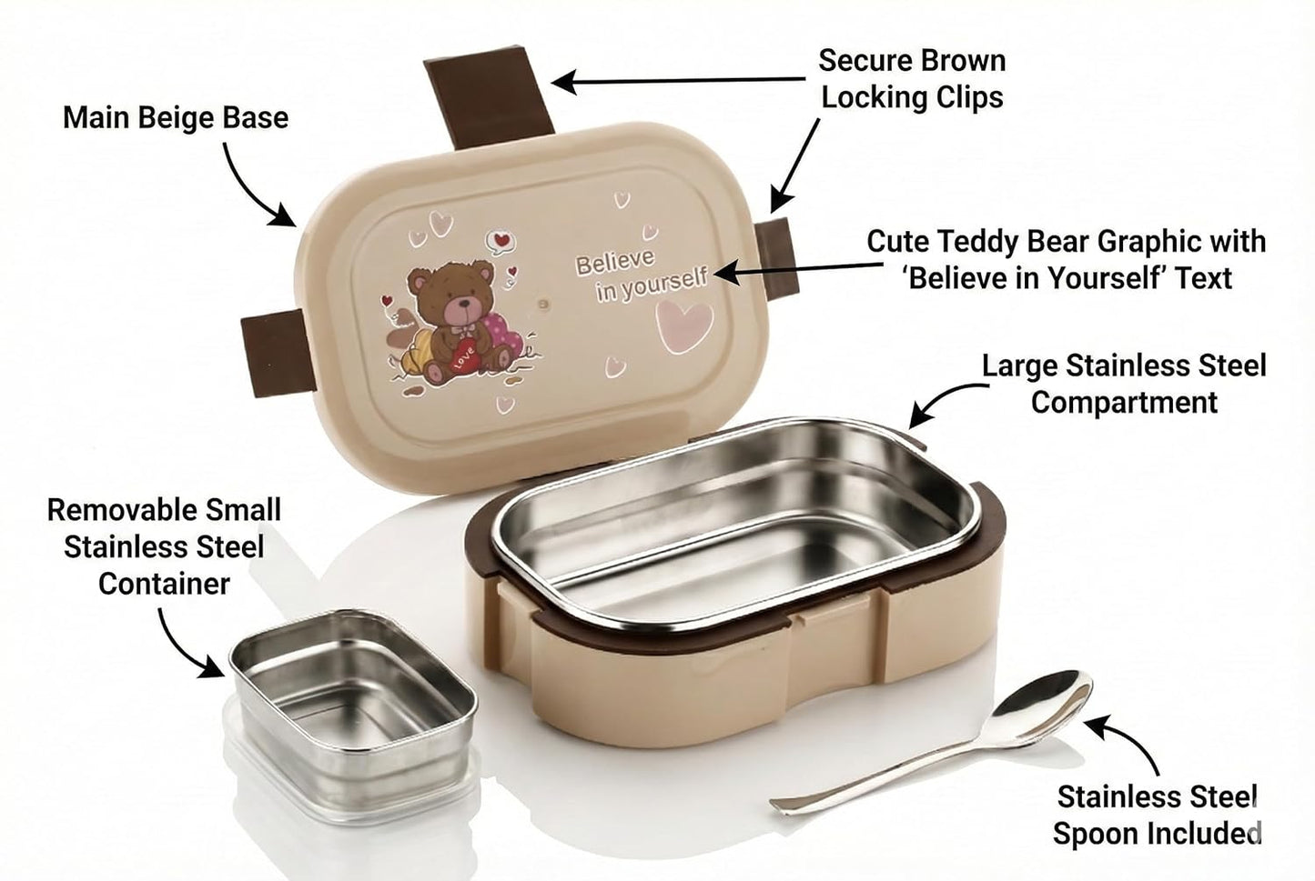 Scooby Lunchbox with Stainless Steel Inner | Insulated Lunch Box with Spoon & Extra Container