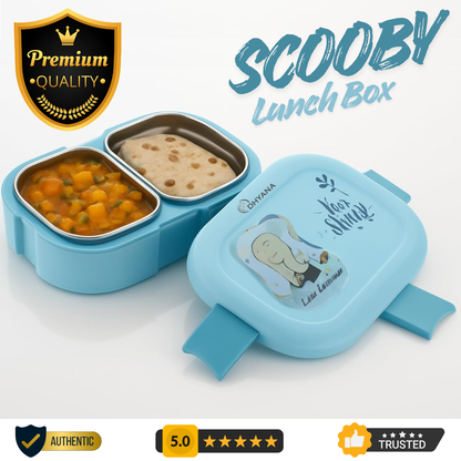 Scooby Twin Lunchbox with Stainless Steel Inner | 2 Compartment Insulated School Lunch Box