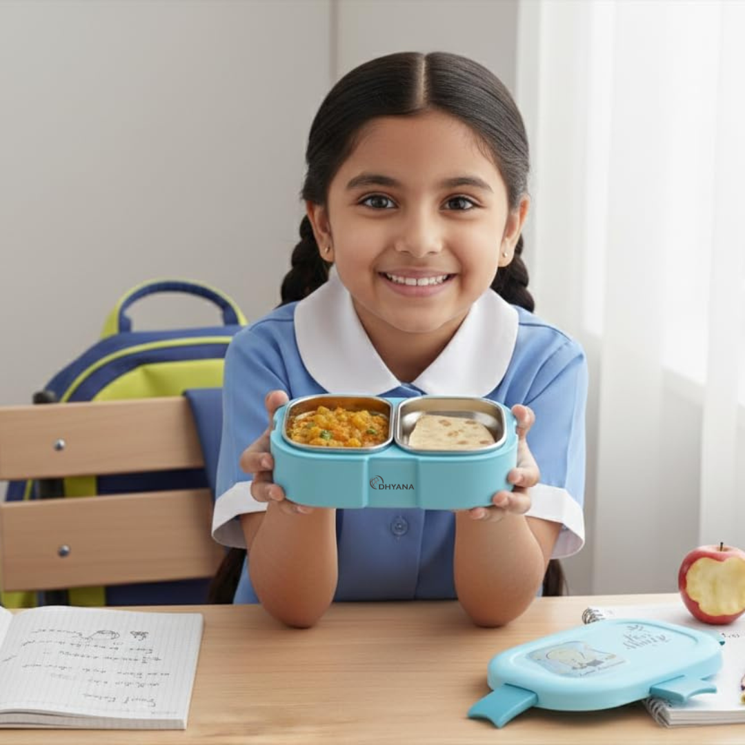 Scooby Twin Lunchbox with Stainless Steel Inner | 2 Compartment Insulated School Lunch Box