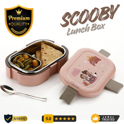 Scooby Lunchbox with Stainless Steel Inner | Insulated Lunch Box with Spoon & Extra Container