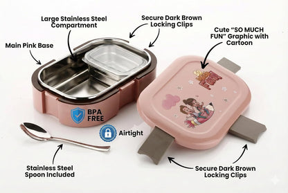 Scooby Lunchbox with Stainless Steel Inner | Insulated Lunch Box with Spoon & Extra Container