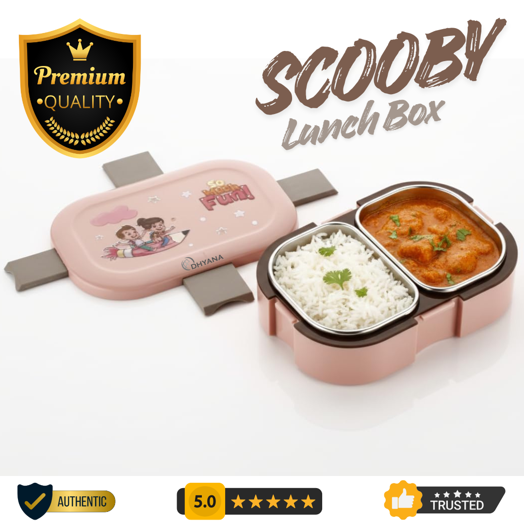 Scooby Twin Lunchbox with Stainless Steel Inner | 2 Compartment Insulated School Lunch Box