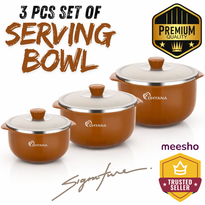 Signature Serving Bowl Microwave Safe Bowl Pack of 3, 1000ml, 1400ml, 2200ml