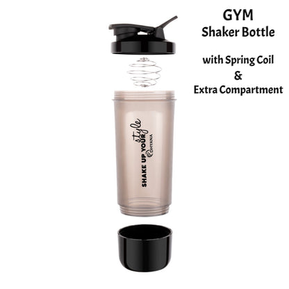 Buy 1 Get 1 Free Protein Shaker & Water Bottle for gym or Cycling with Extra Compartment For Men and Women 600 ml