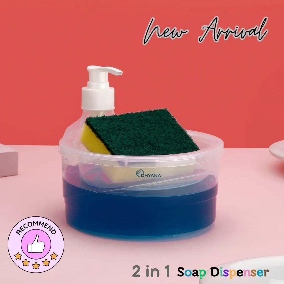 Buy 1 Get 1 Offer 2in1 Plastic Liquid Soap Dispenser with Soap Holder for Kitchen & Sink, 350 ml Liquid, Soap / Gel Dispenser