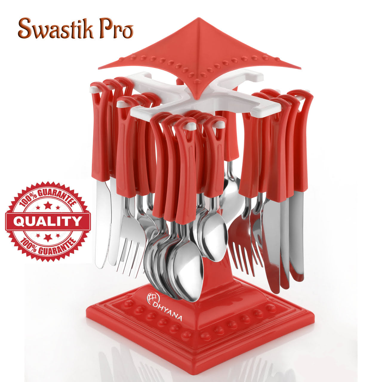 Swastik Pro Cutlery Set for Dining Table 24 Pcs Spoon Set With Stand