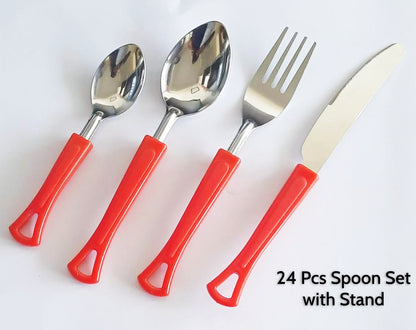 Swastik Pro Cutlery Set for Dining Table 24 Pcs Spoon Set With Stand