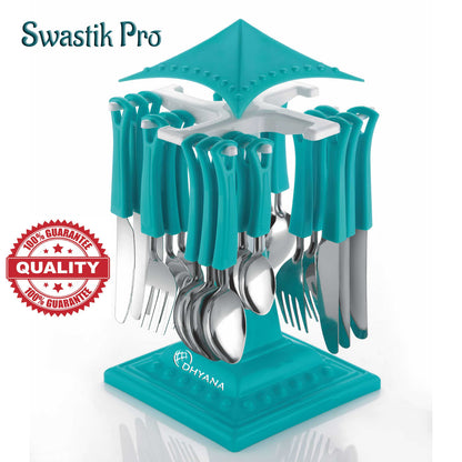 Swastik Pro Cutlery Set for Dining Table 24 Pcs Spoon Set With Stand