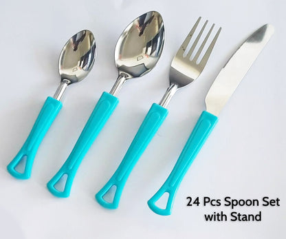 Swastik Pro Cutlery Set for Dining Table 24 Pcs Spoon Set With Stand