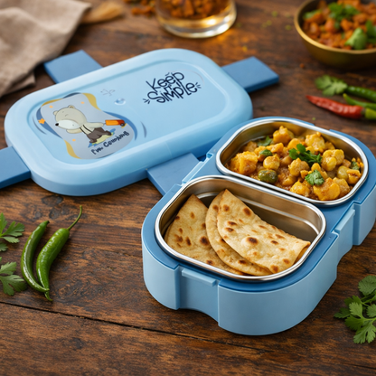 Scooby Twin Lunchbox with Stainless Steel Inner | 2 Compartment Insulated School Lunch Box