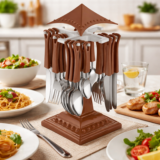 Swastik Pro Cutlery Set for Dining Table 24 Pcs Spoon Set With Stand