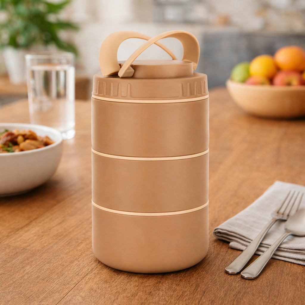 DOST 3 Layer SS Lunch Box | 550ml x 3 Airtight Tiffin | Premium Lunch Box for Office, Kids & Travel