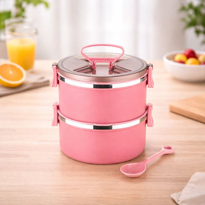 Big BIte 2 Layer SS Lunch Box | 300ml x 2 Airtight Tiffin | Premium Double Decker Office & Kids Lunchbox