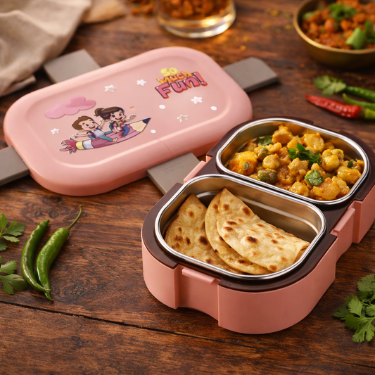 Scooby Twin Lunchbox with Stainless Steel Inner | 2 Compartment Insulated School Lunch Box