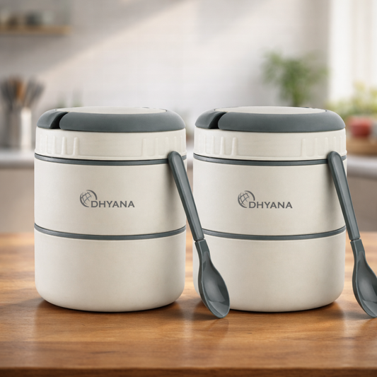 Buy 1 Get 1 Free DOST 2 Layer SS Lunch Box | Leakproof Tiffin for Office, Kids & Travel